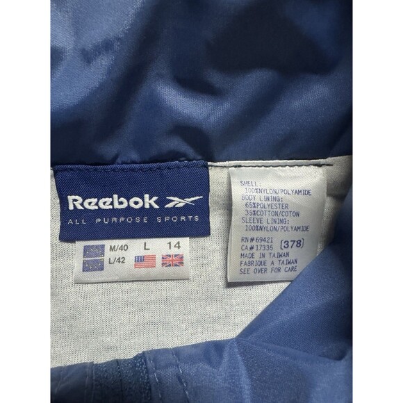 Vintage Reebok Windbreaker Jacket Large Blue 90’s Retro Full Zip Winter Casual - Picture 4 of 9